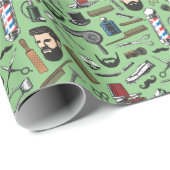 バーバーバーショップシェーブマンヘアカット理容師ポールギフト ラッピングペーパー (ロールコーナー)