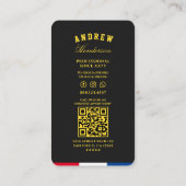 バーバーバーショップシザーズブラックイエローレッドモダンブルー 名刺 (裏面)