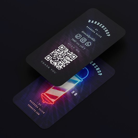 バーバーバーショップネオン理容師ポールモダン理容師 名刺
