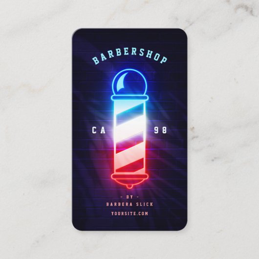 バーバーバーショップネオン理容師ポールモダン理容師 名刺 (正面)