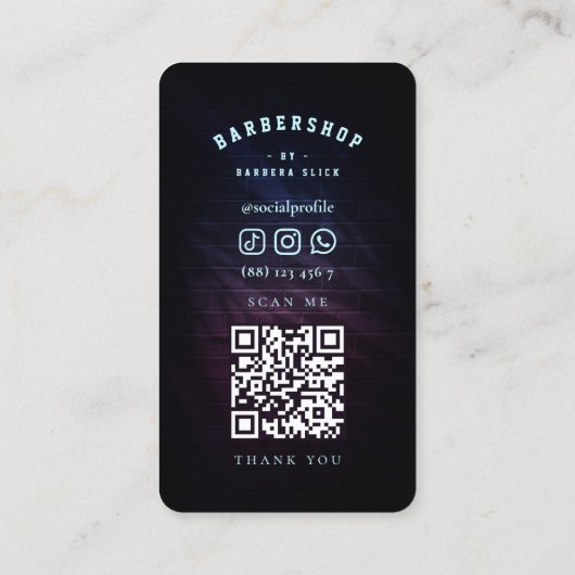 バーバーバーショップネオン理容師ポールモダン理容師 名刺 (裏面)