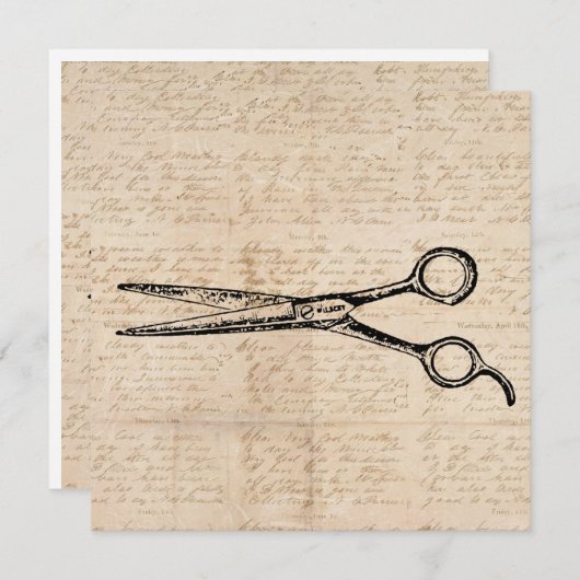 バーバーバーショップヘアカットシアーズ理容師ハサミ シーズンカード (正面/裏面)