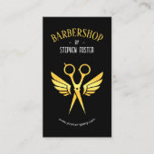 バーバーバーショップヘアドレッサーバーバーショップブラック金ゴールド 名刺 (正面)
