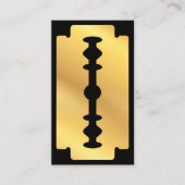 バーバーバーショップヘアブラック金ゴールドかみそり刃理容師店 名刺 (正面)