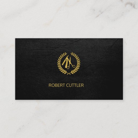 バーバーバーショップラグジュアリーブラックロゴアポイントメントテンプレート 予約カード (正面)