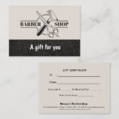 バーバーバーショップレザールックギフト証明書 割引カード (正面/裏面)