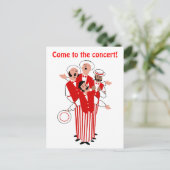 バーバーバーショップレッドカルテットパーソナライズ招待状 インビテーションポストカード (スタンド正面)