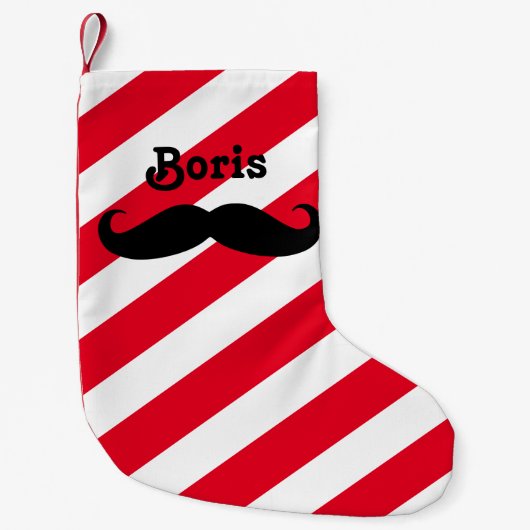 バーバーバーショップレッドホワイトショップポールムスタッシュ理容師 スモールクリスマスストッキング (正面)