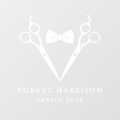 バーバーバーショップ理容師ホワイト ウィンドウサイン (シート)