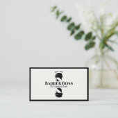 バーバーバーショップ理容師ポールブラックアンドホワイト 名刺 (スタンド正面)