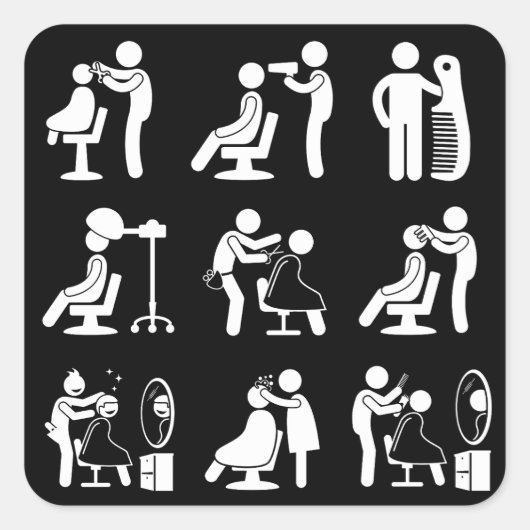 バーバーバーショップ理容師&ヘアスタイリストサルーンルーチン スクエアシール (正面)