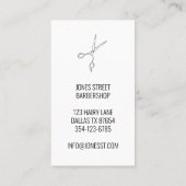 バーバーバーショップ美容師シザーミニマリストカッコいい 名刺 (裏面)