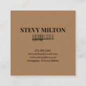 バーバーバーショップ美容師タイポグラフィブラウン&ブラック スクエア名刺 (裏面)