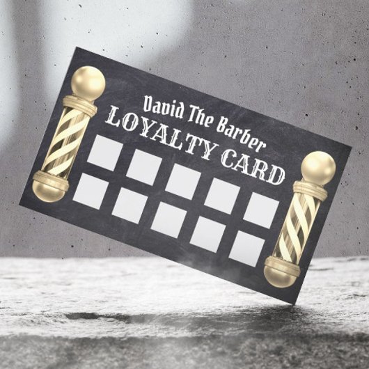 バーバーバーショップ金ゴールド理容師ショップポールシャルボード ロイヤリティカード