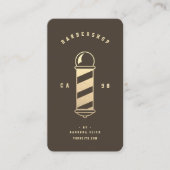 バーバーバーショップ金ゴールド理容師ポールモノグラム 名刺 (正面)