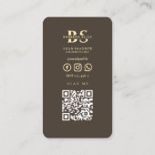 バーバーバーショップ金ゴールド理容師ポールモノグラム 名刺 (裏面)