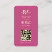 バーバーモダンショップ理容師ポールピンク金ゴールド 名刺 (裏面)