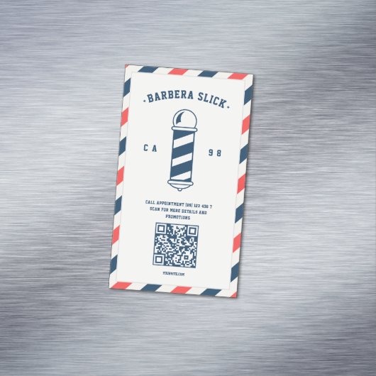 バーバーモダンショップ理容師ポールヘアスタイリスト理容師 マグネット名刺 (インサイチュ)