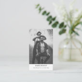 バーバーモダンショップ理容師写真QRコード 名刺 (スタンド正面)