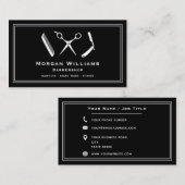 バーバーユニークショップ理容師ヘアカットひげトリムシェービング 名刺 (正面/裏面)