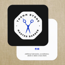 バーバー用ハサミ　ブラックエンブレム　スクエア名刺