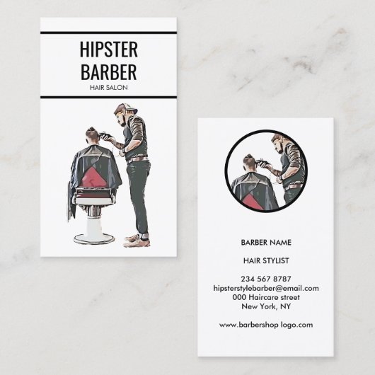 バーバー スケッチ カスタム フォト 名刺 (正面/裏面)
