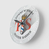 バーバー ヘアー ショップ キング クラウン バーバー ポール ヘアー サロン ラウンド壁時計 (傾斜)