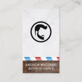 バーバー ポール | 木材と大理石 名刺 (正面)