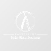 バーバー・レイザー・シンプル・ホワイト・ロゴ・ビジネス ウィンドウサイン (シート)