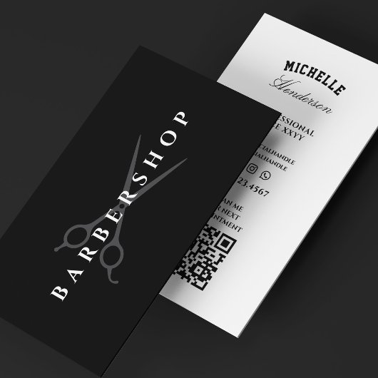 バーバー 床屋 はさみ カット 黒 白 名刺