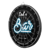 バーパパの任意の名前ブルーネオン効果スローガンおもしろい ダーツボード (正面右)