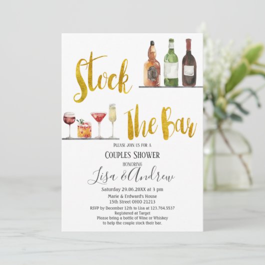 バーパーティーカップルのシャワークリスマスをストック 招待状 (スタンド正面)