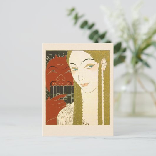 バービアアールデコイラストレーションウーマンアンドデビル ポストカード (スタンド正面)