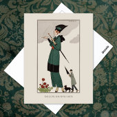 バービアグリーンスーツフランスのヴィンテージファッション ポストカード