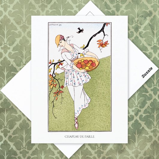 バービアストローフランスのハットファッションイラストレーション ポストカード