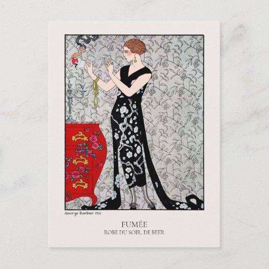バービアスモークアールデコファッションイラストレーション ポストカード (正面)