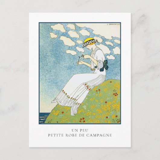 バービアリトルホワイトドレスフランスのファッション ポストカード (正面)