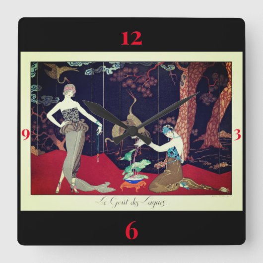 バービアレトロファッション時計 スクエア壁時計 (正面)