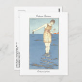 バービエアールデコフランスのファッション水着 ポストカード (正面/裏面)