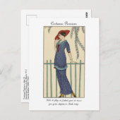 バービエファッションイラストレーションコスチュームパリジャン ポストカード (正面/裏面)