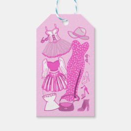 バービパーソナライズされたーコアピンクとホットピンクファッション ギフトタグ