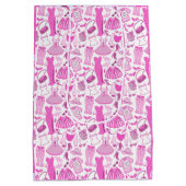 バービパーソナライズされたーコアピンクとホットピンクファッション ミディアムペーパーバッグ (裏面)