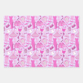 バービパーソナライズされたーコアピンクとホットピンクファッション ラッピングペーパーシート (正面3)