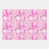 バービパーソナライズされたーコアピンクとホットピンクファッション ラッピングペーパーシート (正面)