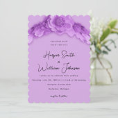 バービーインスパイアパープルフローラ結婚式招待状 招待状 (スタンド正面)