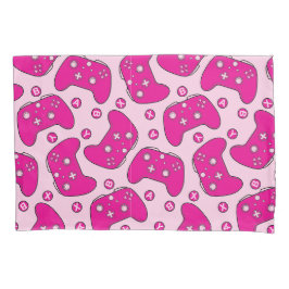 バービーコアのゲーマーかわいいガーリーホットピンクのコントローラー 枕カバー