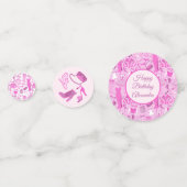 バービーコアピンクとホットピンクのファッションパターン コンフェッティ (正面)