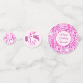 バービーコアピンクとホットピンクのファッションパターン コンフェッティ (裏面)