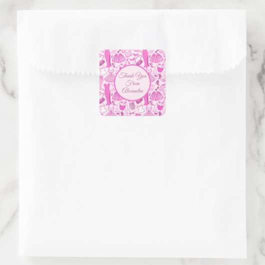 バービーコアピンクとホットピンクのファッションパターン スクエアシール (バッグ)