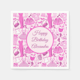 バービーコアピンクとホットピンクのファッションパターン スタンダードカクテルナプキン